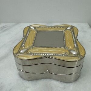 Things Remembered Silver Trinket / Jewelry Box w/Swarovski Crystals Faux Pearls